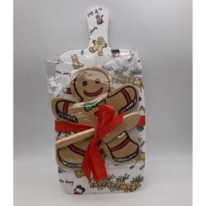 Mud Pie Gingerbread Board Napkin Set w/ Spreader Cute Hostess Teacher Gift! NWT